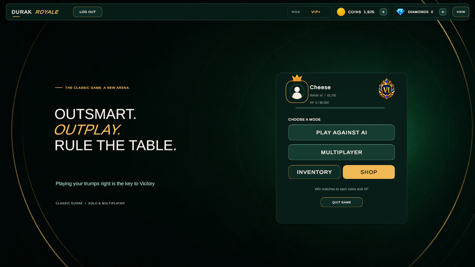 Durak Royale main menu
