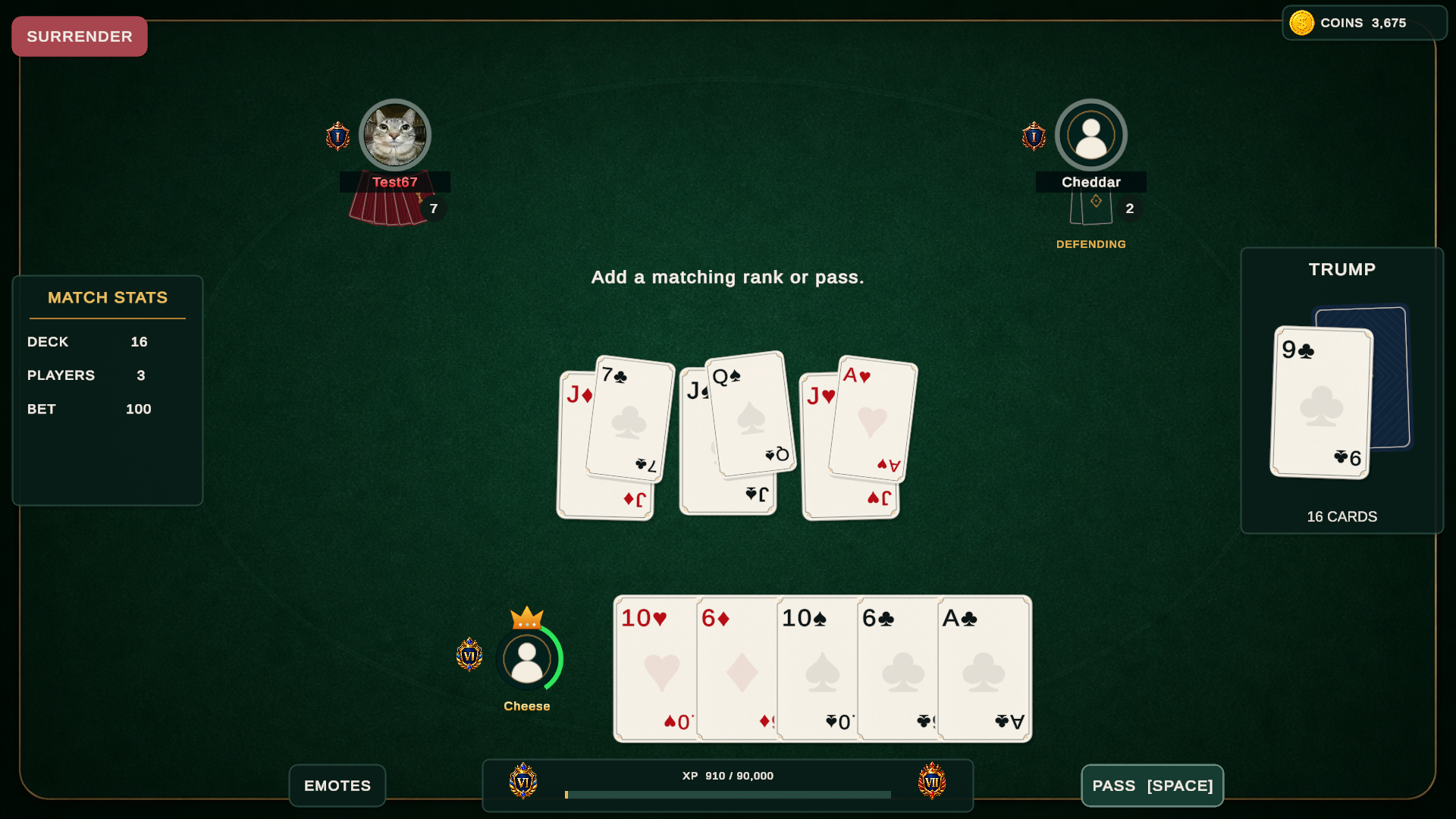 Durak Royale multiplayer room browser