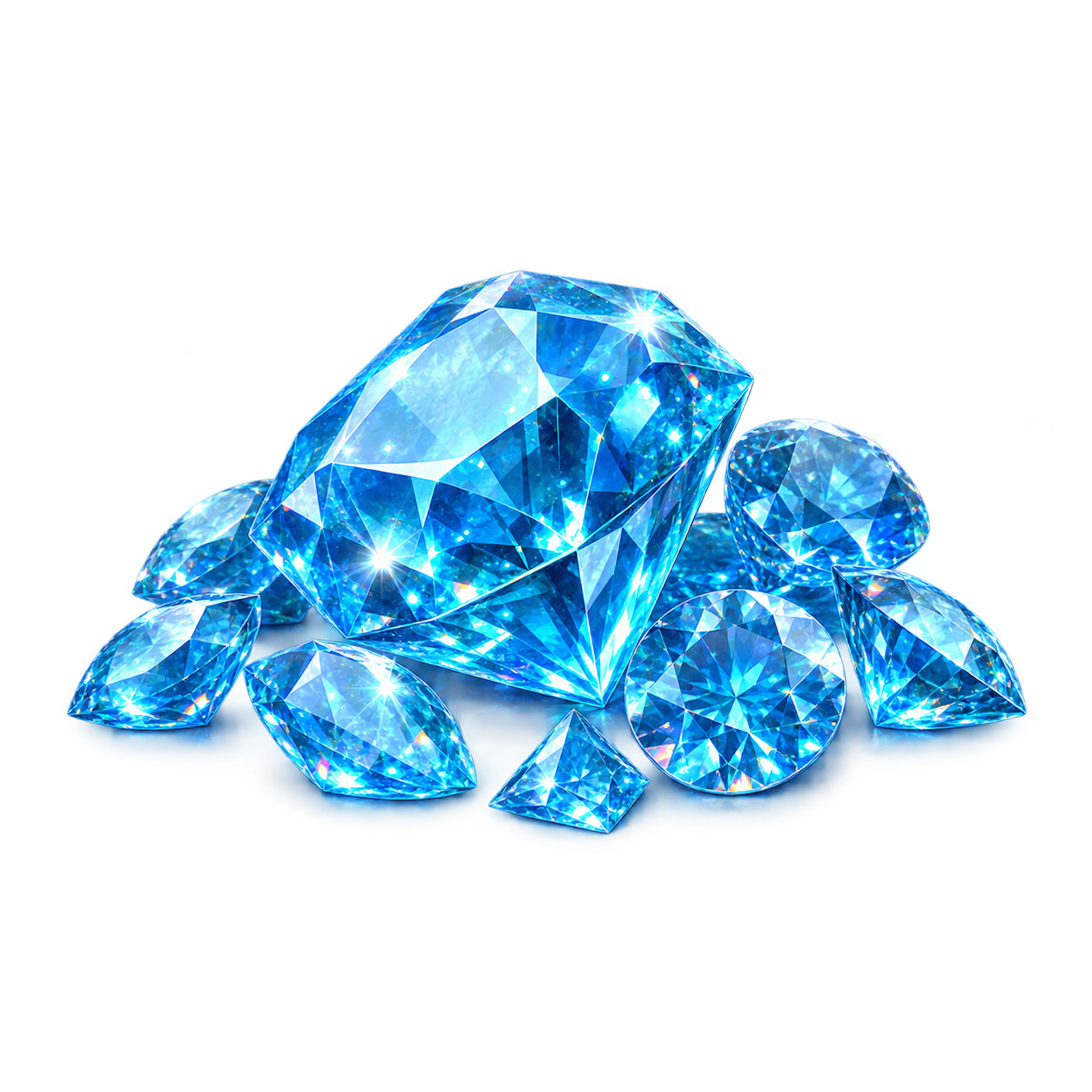 A small handful of blue diamonds